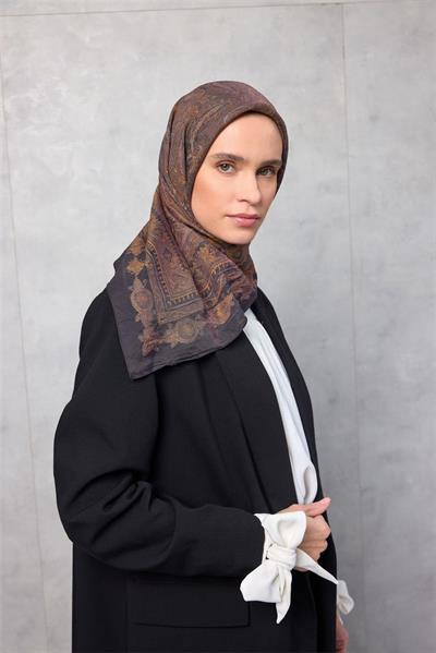 Viskon Velora Eşarp Dört Mevsim Koyu Siyah 90x90