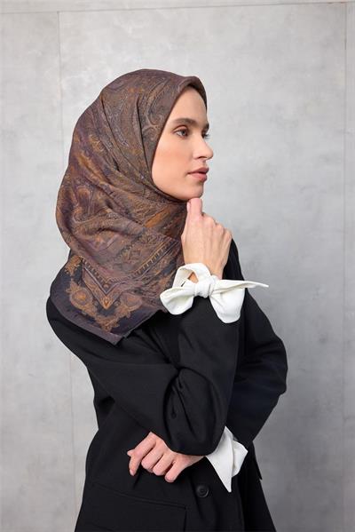 Viskon Velora Eşarp Dört Mevsim Koyu Siyah 90x90