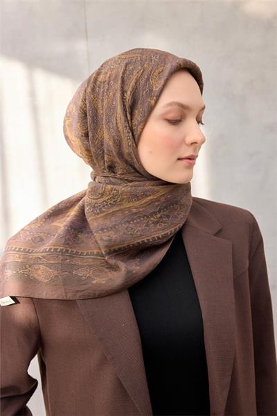 Viskon Velora Eşarp Dört Mevsim Coffee 90x90