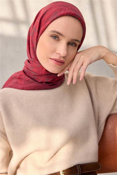 Viskon Velora Eşarp Dört Mevsim Canlı Kırmızı 90x90