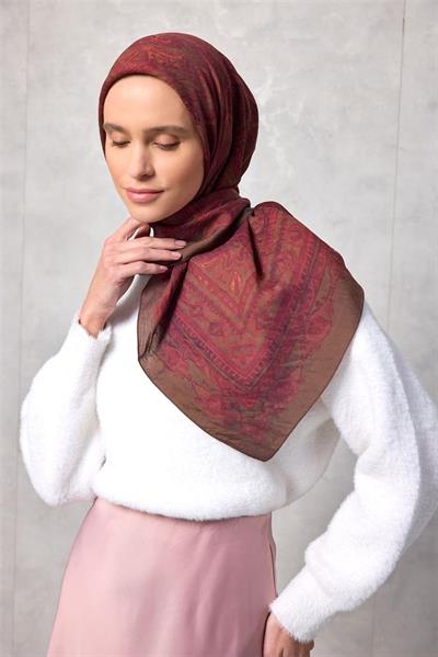 Viskon Velora Eşarp Dört Mevsim Tarçın 90x90