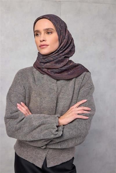 Viskon Velora Eşarp Dört Mevsim Mürdüm 90x90