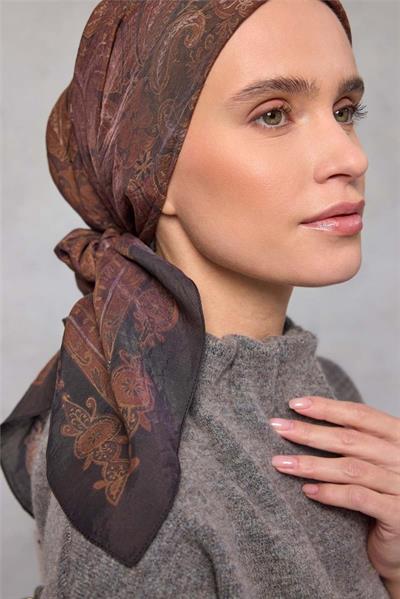 Viskon Velora Eşarp Dört Mevsim Siyah 90x90