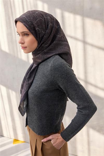 Viskon Velora Eşarp Dört Mevsim Acı Kahve 90x90