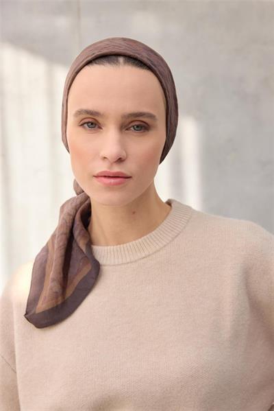 Viskon Velora Eşarp Dört Mevsim Karma Desen Sütlü Kahve 90x90