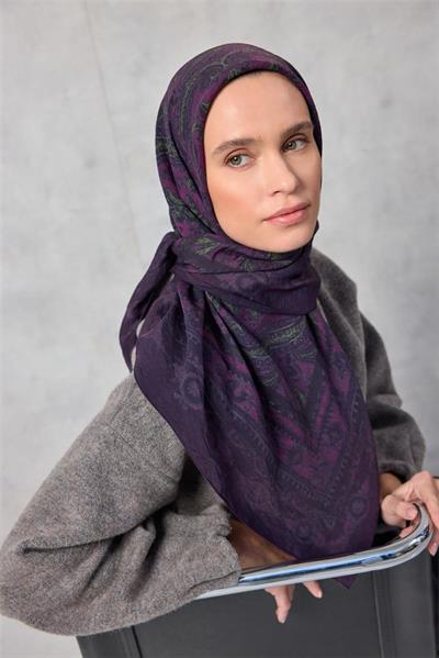 Viskon Velora Eşarp Dört Mevsim Lavanta 90x90