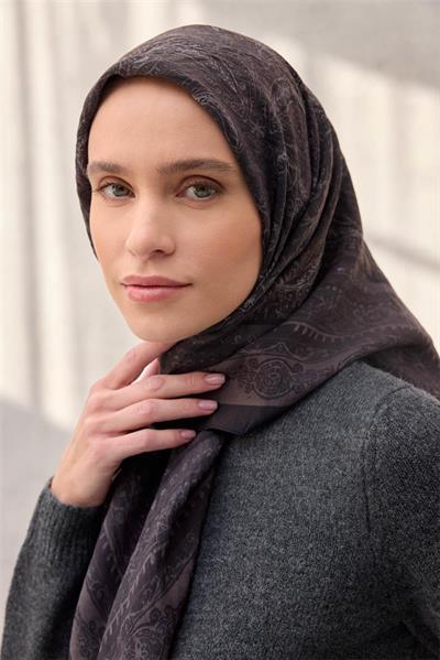 Viskon Velora Eşarp Dört Mevsim Acı Kahve 90x90