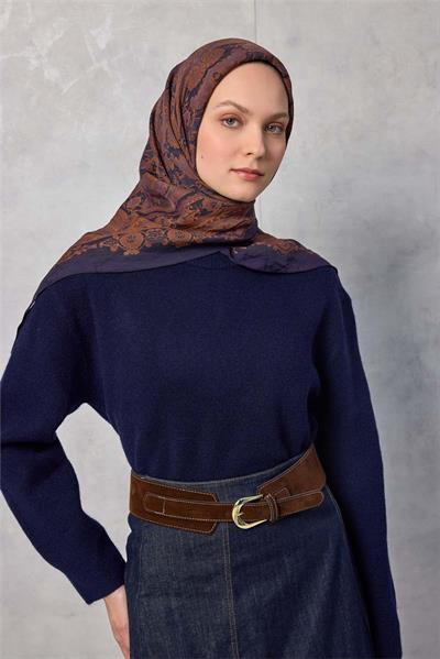 Viskon Velora Eşarp Dört Mevsim Koyu Lacivert 90x90