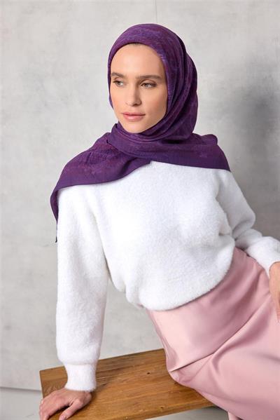 Viskon Velora Eşarp Dört Mevsim Mor 90x90