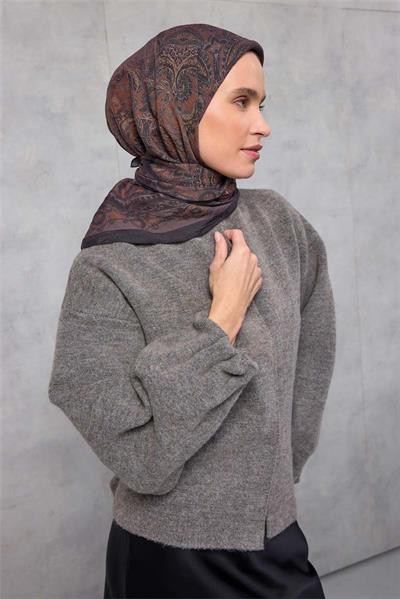 Viskon Velora Eşarp Dört Mevsim Karamel 90x90