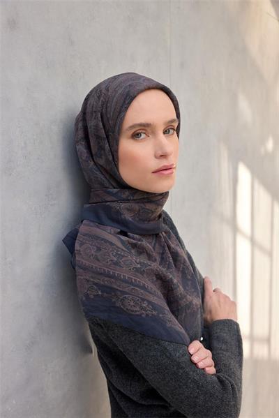 Viskon Velora Eşarp Dört Mevsim Gece Mavisi 90x90