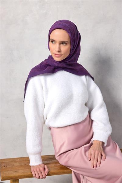 Viskon Velora Eşarp Dört Mevsim Mor 90x90