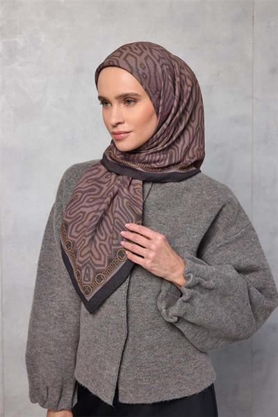 Viskon Velora Eşarp Dört Mevsim Zincir Desen Lila 90x90