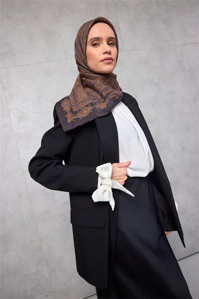 Viskon Velora Eşarp Dört Mevsim Koyu Siyah 90x90