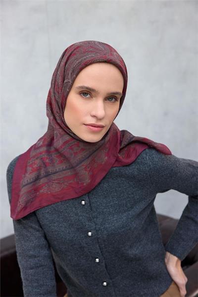 Viskon Velora Eşarp Dört Mevsim Vişne 90x90