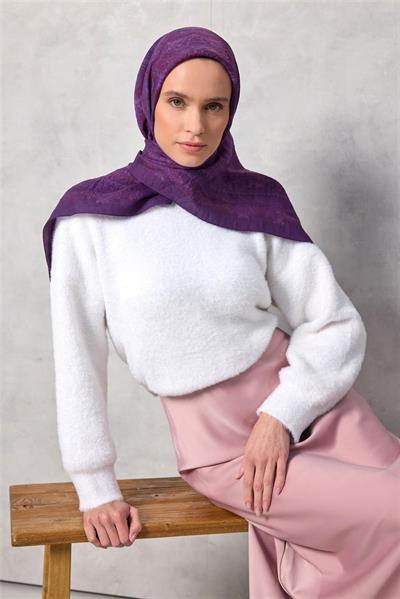 Viskon Velora Eşarp Dört Mevsim Mor 90x90