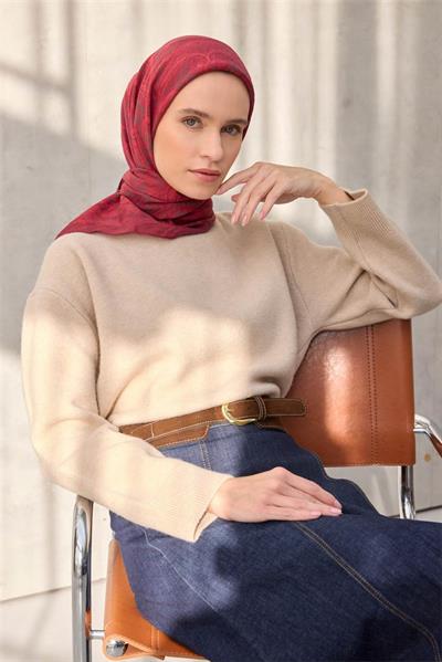 Viskon Velora Eşarp Dört Mevsim Canlı Kırmızı 90x90