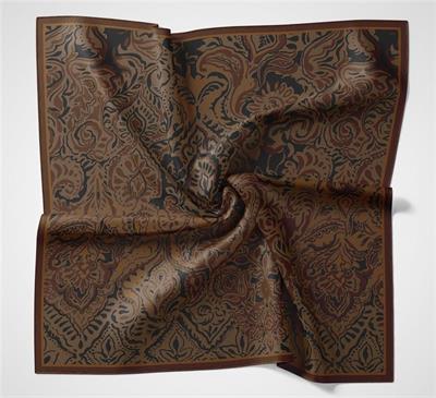 Viskon Velora Eşarp Kahve Antik Desenli Tok Duruşlu 90x90