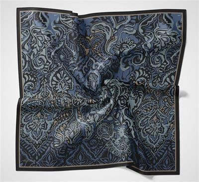 Viskon Velora Eşarp Siyah Antik Desenli Tok Duruşlu 90x90