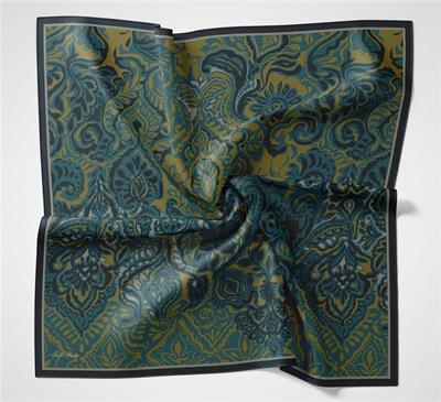 Viskon Velora Eşarp Lacivert Antik Desenli Tok Duruşlu 90x90