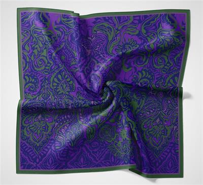 Viskon Velora Eşarp Koyu Mor Antik Desenli Tok Duruşlu 90x90