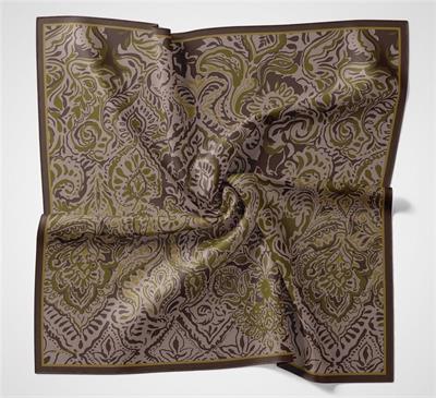 Viskon Velora Eşarp Mürdüm Kahve Antik Desenli Tok Duruşlu 90x90