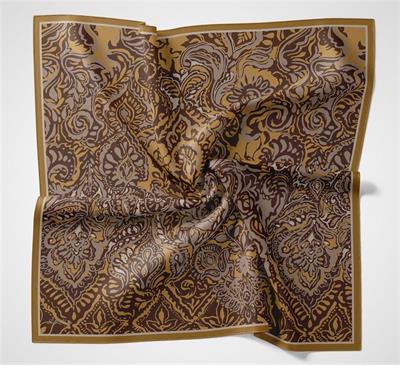 Viskon Velora Eşarp Tarçın Antik Desenli Tok Duruşlu 90x90