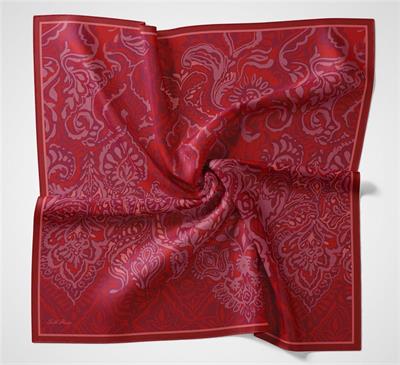 Viskon Velora Eşarp Mürdüm Kiremit Tonlu Antik Desenli Tok Duruşlu 90x90