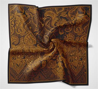 Viskon Velora Eşarp Koyu Mürdüm Antik Desenli Tok Duruşlu 90x90