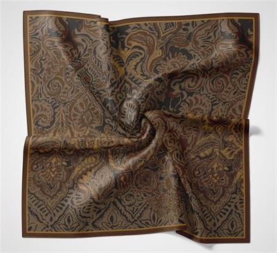 Viskon Velora Eşarp Çikolata Kahve Antik Desenli Tok Duruşlu 90x90