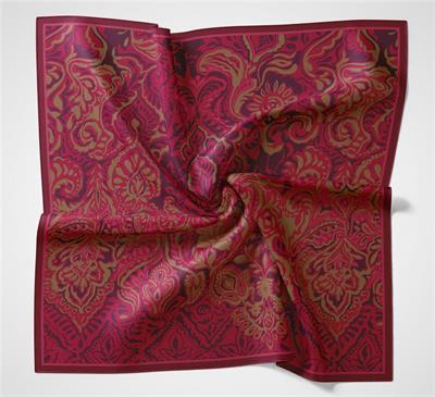 Viskon Velora Eşarp Dört Mevsim Antik Desen Mürdüm 90x90