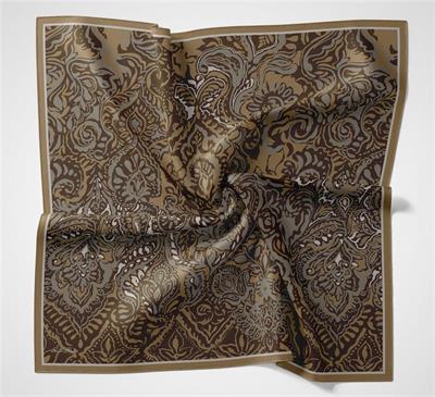 Viskon Velora Eşarp Sütlü Kahve Antik Desenli Tok Duruşlu 90x90