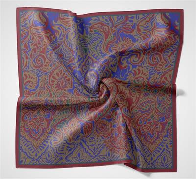 Viskon Velora Eşarp Kiremit Tonlu Antik Desenli Tok Duruşlu 90x90