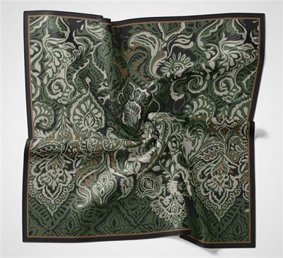 Viskon Velora Eşarp Mürdüm Mor Antik Desenli Tok Duruşlu 90x90