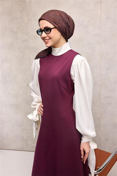 Viskon Velora Eşarp Mürdüm-Vişne Tonlu Barok Floral Desenli Tok Duruşlu 90x90