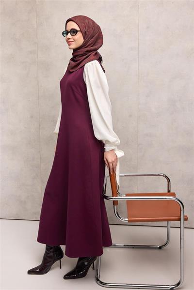 Viskon Velora Eşarp Koyu Mürdüm Tonlu Barok Floral Desenli Tok Duruşlu 90x90