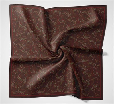 Viskon Velora Eşarp Dört Mevsim Barok Floral Desen Koyu Mürdüm 90X90