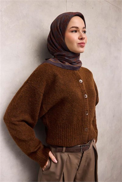 Viskon Velora Eşarp Dört Mevsim Barok Floral Desen Dumanlı Mor 90X90