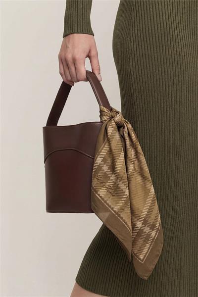 Viskon Velora Eşarp Ekose Desenli Hardal Tok Duruşlu Dört Mevsim 90x90