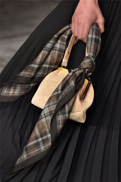 Viskon Velora Eşarp Acı Kahve Ekose Desenli Tok Duruşlu Kaymaz 90x90