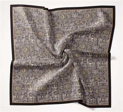 Viskon Velora Eşarp Acı Kahve Labirent Desenli Tok Duruşlu Kaymaz 90x90