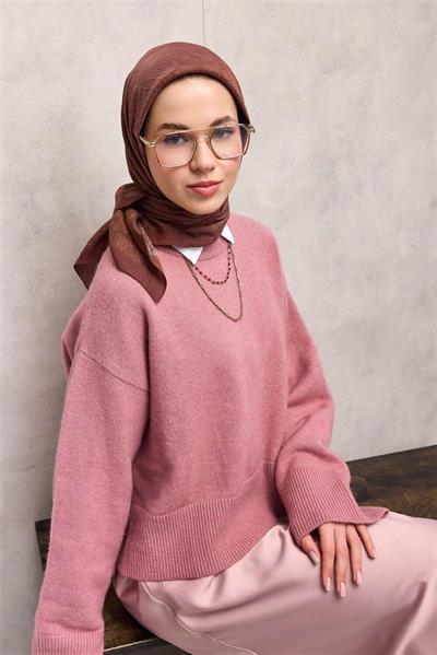 Viskon Velora Eşarp Pastel Mor Tonlu Labirent Desenli Tok Duruşlu 90x90