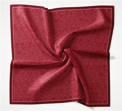 Viskon Velora Eşarp Dört Mevsim Labirent Desen Bordo 90X90