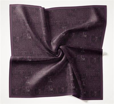 Viskon Velora Eşarp Eflatun Tonlu Labirent Desenli Tok Duruşlu 90x90