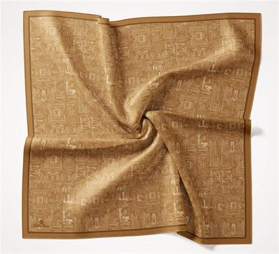 Viskon Velora Eşarp Taba Labirent Desenli Tok Duruşlu Kaymaz 90x90