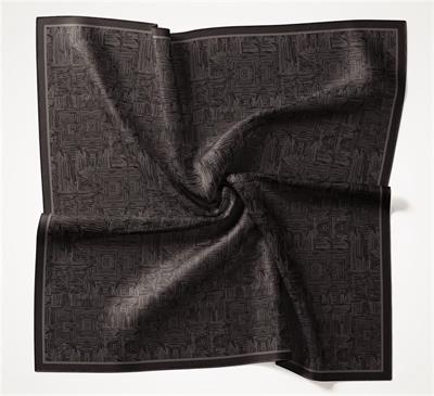 Viskon Velora Eşarp Koyu Vizon Labirent Desenli Tok Duruşlu 90x90