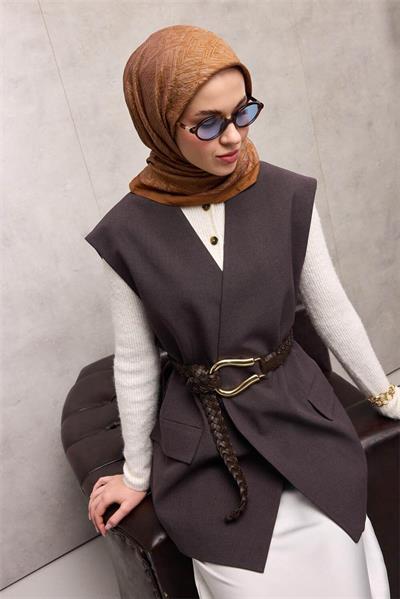 Viskon Velora Eşarp Nergis Labirent Desenli Tok Duruşlu Kaymaz 90x90