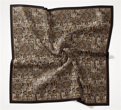 Viskon Velora Eşarp Bitter Tonlu Labirent Desenli Tok Duruşlu 90x90