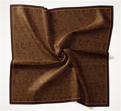 Viskon Velora Eşarp Taba Tonlu Labirent Desenli Tok Duruşlu 90x90