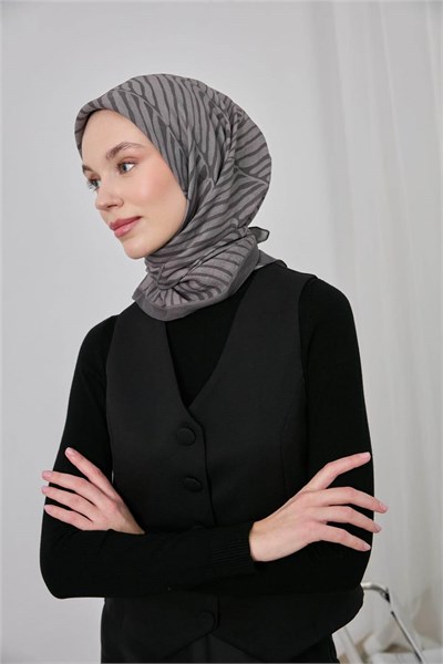 Viskon Velora Eşarp Koyu Gri Yeşil Dokulu Dört Mevsim 90X90